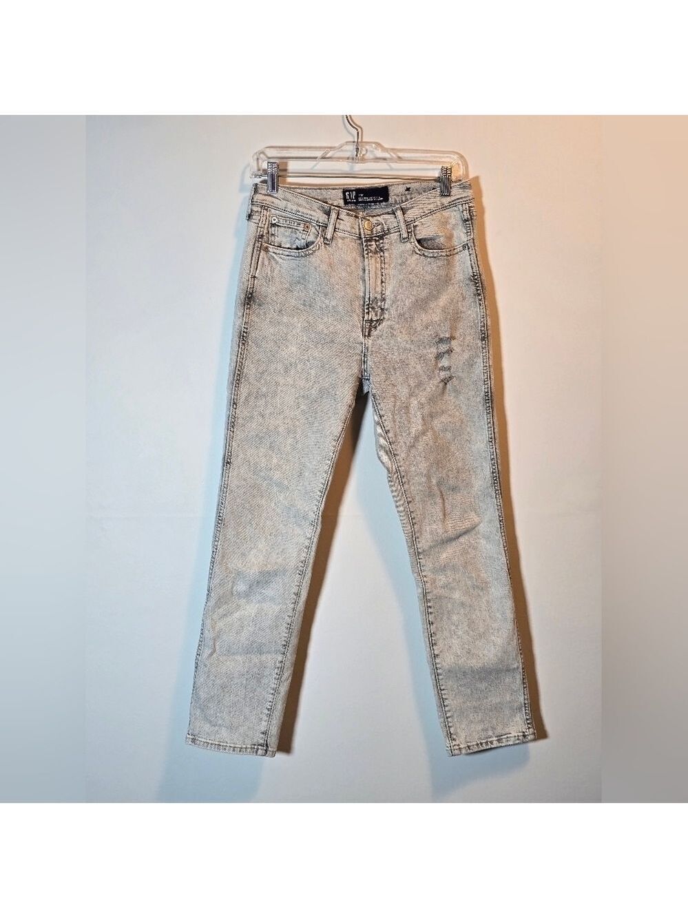 Gap denim distressed high rise vintage slim jeans Size 27 color wash grey